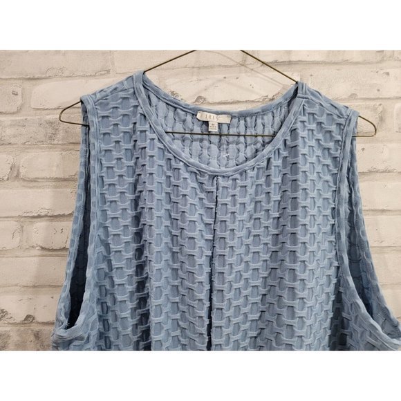 Iris Women 3X Blue Cinched Workout Crop Top Blouse Sleeveless Tank 19.5" Length - Picture 6 of 9
